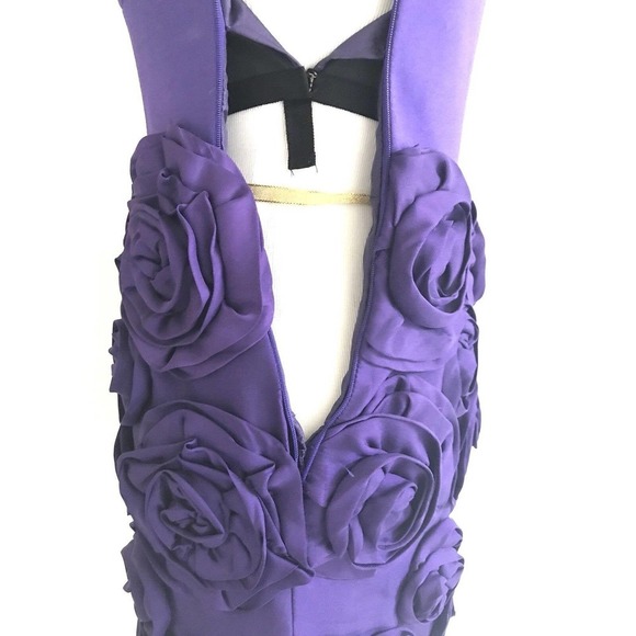 Cynthia Steffe | Womens Size 0 Rosette Appliqué Strapless Dress Purple Fit Short - Picture 10 of 14